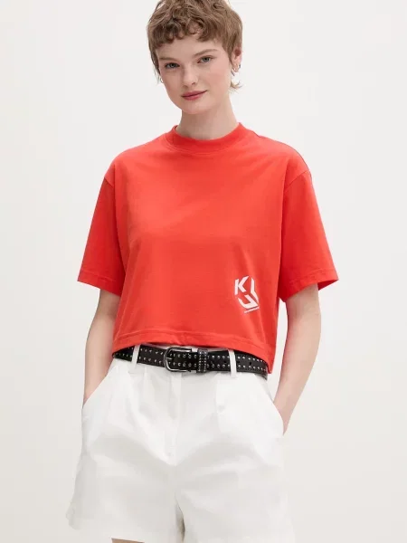 Karl Lagerfeld Jeans tričko s bavlnou oranžové