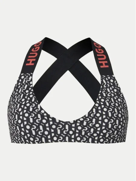 HUGO Bikini partea de sus Monogram negru