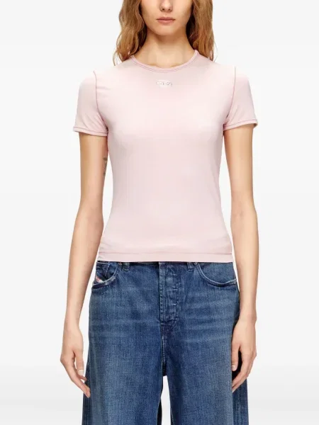 Tricou Diesel cu decolteu în U roz