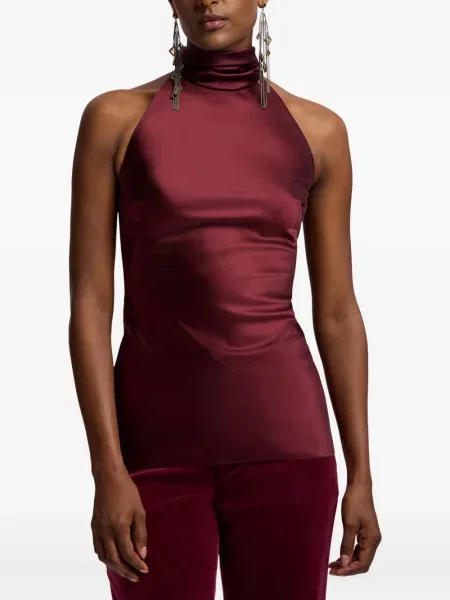 Top Ralph Lauren Collection cu gât halter roșu