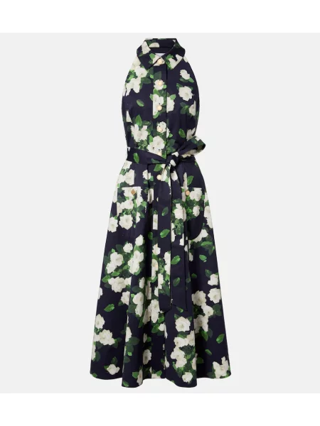 Rochie midi Carolina Herrera cu model floral albastru