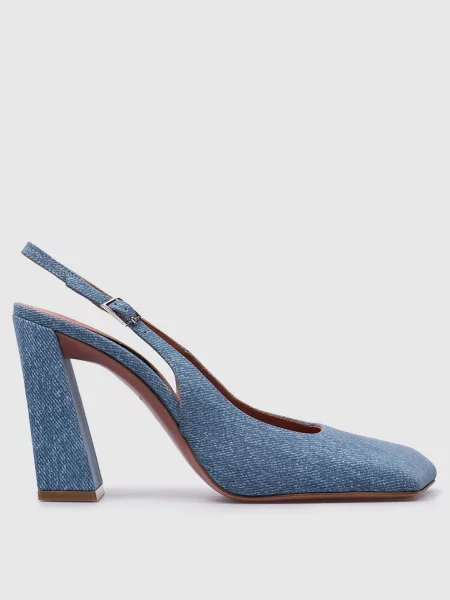 Кожаные босоножки Amina Muaddi с принтом синие