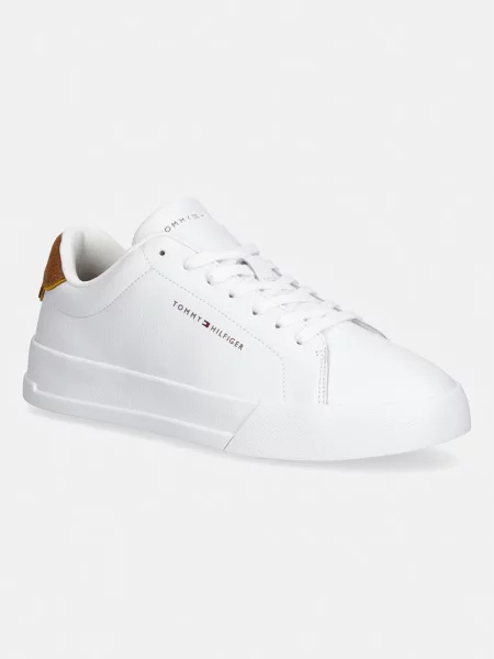 Tommy Hilfiger TH COURT LTH DETAIL ESS sneakers de bărbați din piele alb