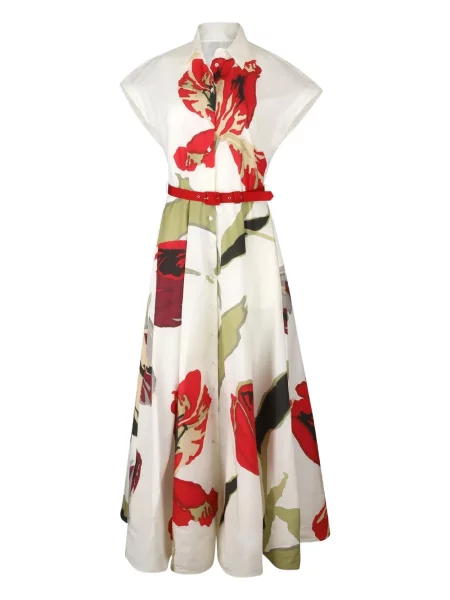 Rochie Sara Roka cu model floral de costum alb