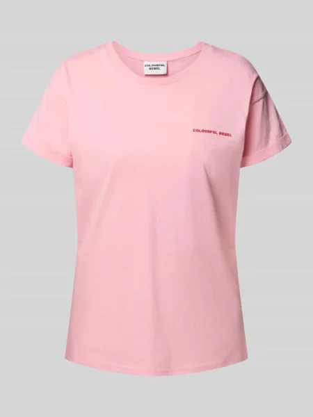 T-shirt z nadrukowanym motywem z tyłu model ‘Flower Square’ Colourful Rebel różowa