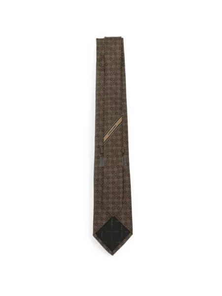 Cravată Ferragamo cu imprimeu geometric maro