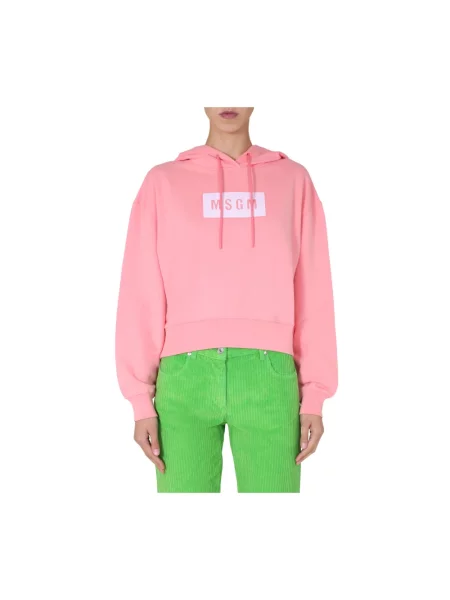 Bluza z kapturem Msgm ze sznurkiem różowa