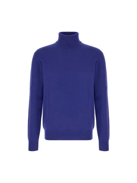 Sweter z golfem Saint Laurent wełniany do golfa niebieski