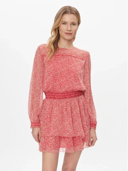 Рокля Pepe Jeans къса разкроена червено