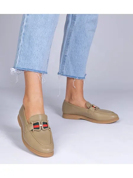 Pantofi loafer Marka Niezdefiniowana din piele verde