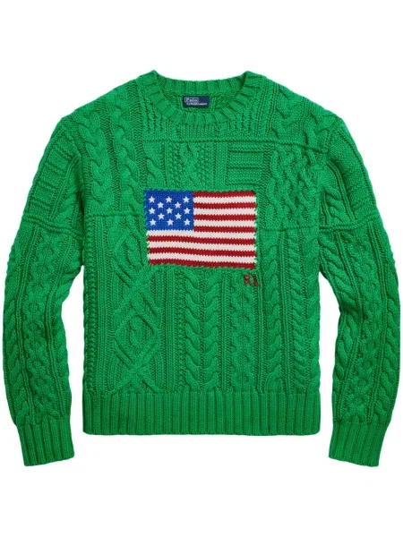 Pletena polo majica Polo Ralph Lauren s vezom visoki struk plava