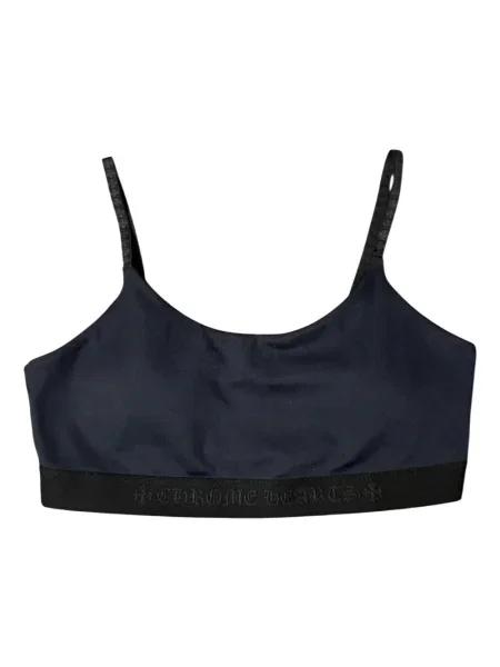 Yoga sutien sport Chrome Hearts cu motiv cu inimi cu autograf negru