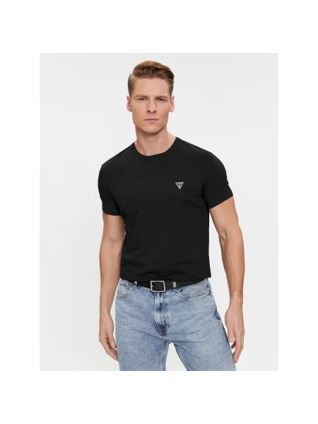 Guess Majica Caleb Slim Fit črna