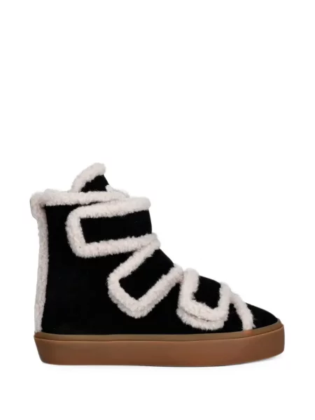 Sneakerși Inuikii cu bretele din piele de oaie negru