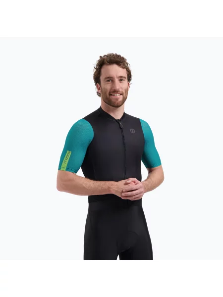 Футболка велосипедна Rogelli Fast black/teal/green чорна
