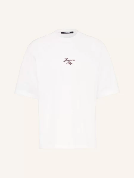 Jacquemus Oversized Tričko Le T-Shirt Bateau / tmavě červená bílá