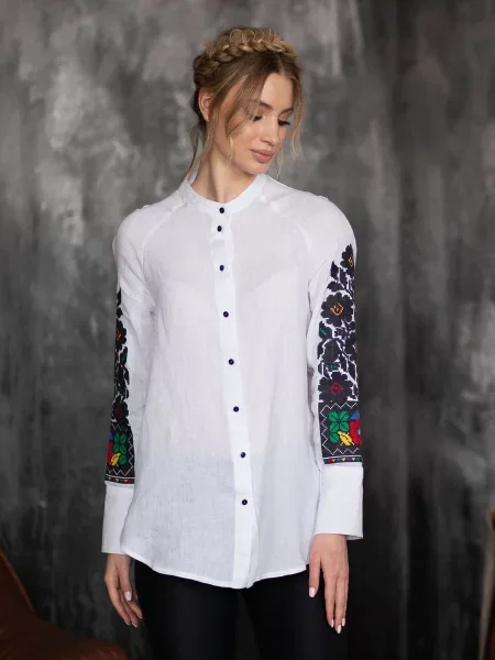 Лляна Вишита сорочка Едельвіка білий