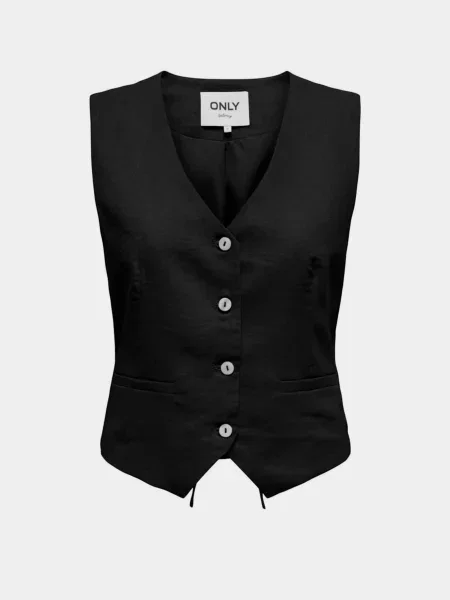 Жилет класичний Only льон/віскоза чорний