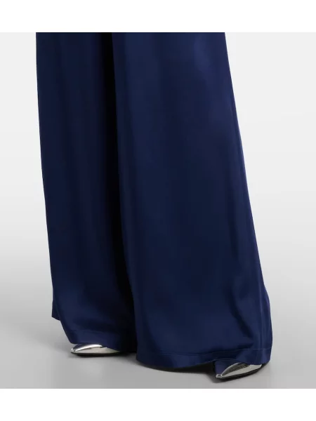 Pantaloni Stella Mccartney din satin albastru