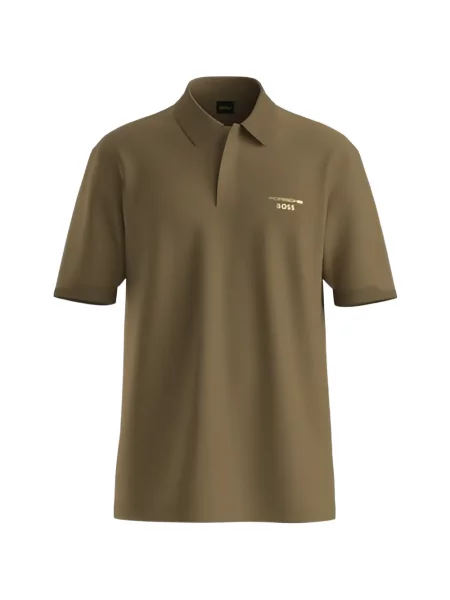 Scurt tricou polo Boss cu imagine verde