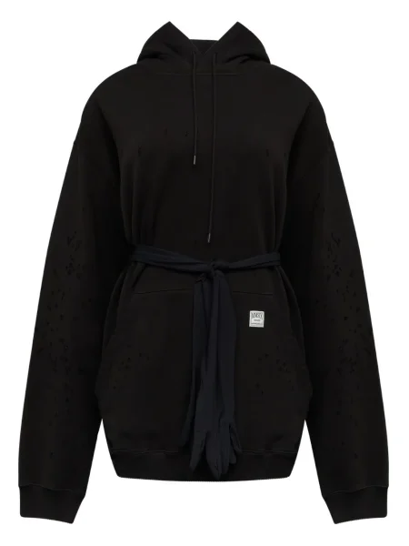 Mały sukienka mini Mm6 Maison Margiela z kapturem garniturowa czarna