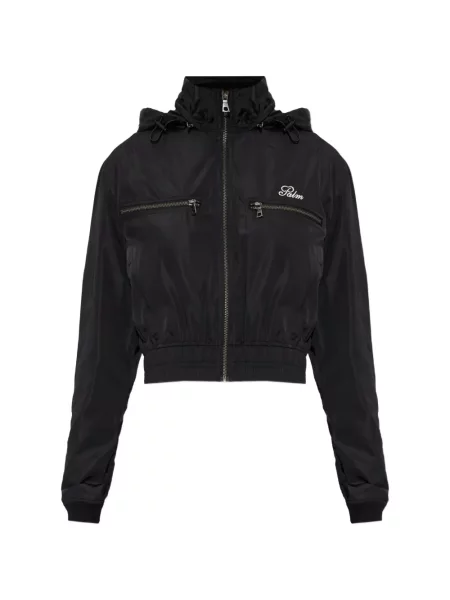 Geacă Palm Angels cu broderie cu glugă negru