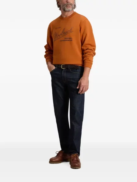 Pulover Woolrich cu imagine cu decolteu rotund portocaliu