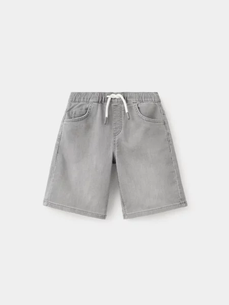 Dżinsowe bermudy z gumką w talii denim Dzieci 8 MANGO KIDS szary