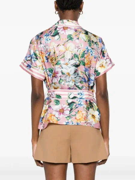 Cămașă Dolce & Gabbana de mătase cu model floral cu imagine roz