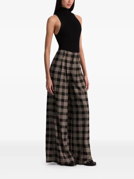 Pantaloni Alice + Olivia în carouri plisate negru