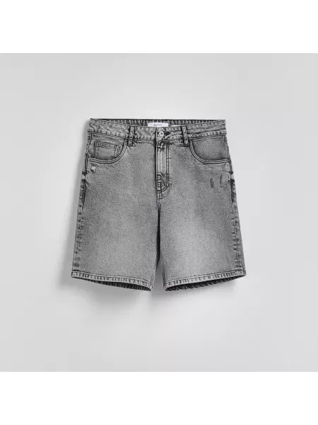 Reserved Džínové šortky loose fit světle šedá