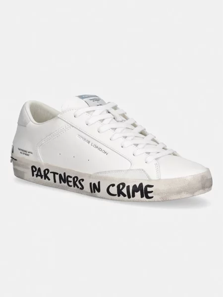 Crime London DISTRESSED sneakers pentru bărbați din piele alb