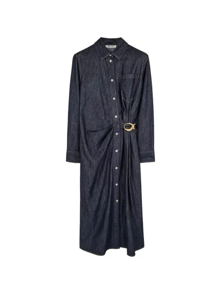 Sukienka jeansowa Ports 1961 drapowana do kolan garniturowa niebieska