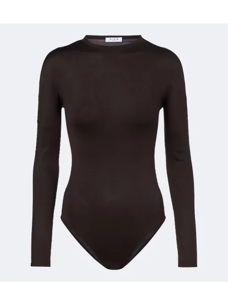 Body Alaïa de mătase maro
