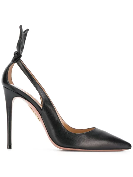 Pantofi cu toc Aquazzura cu funde negru