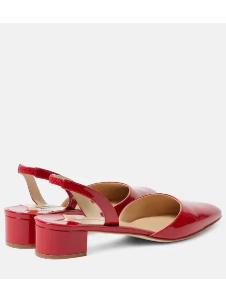 Pantofi cu toc Manolo Blahnik din piele de lac slingback roșu