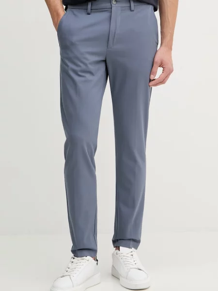 BOSS slim fit kalhoty s bavlnou modré