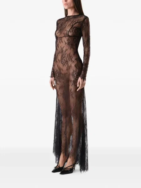 Rochie maxi Lika din dantelă lungă de costum negru
