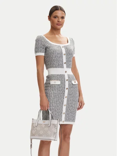 Guess Дамска чанта Letty Mini бял
