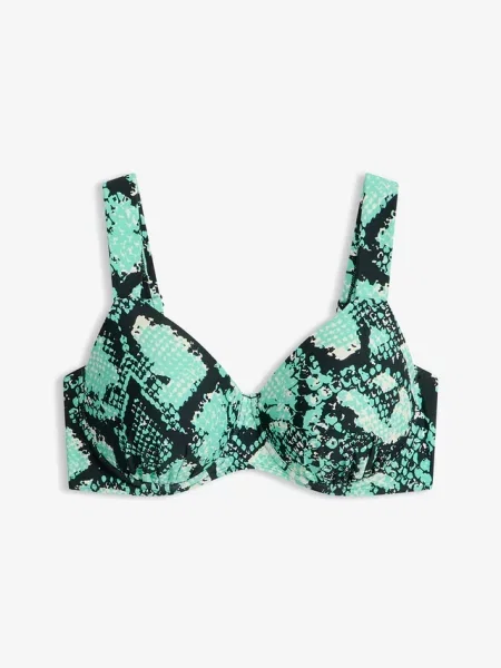 Biustonosz bikini z usztywnianymi miseczkami typu minimizer z wyściełanymi ramiączkami na fiszbinach zielone