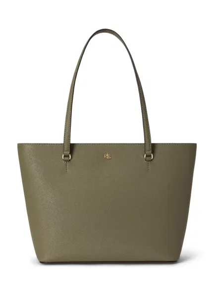 Geantă shopper Lauren Ralph Lauren din piele verde