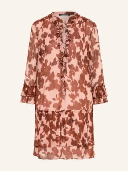 Luisa Cerano Šaty S Volánky / tmavě hnědá růžová