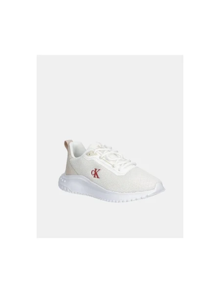 Dámske topánky Calvin Klein Eva Runner L-Up Mix Mesh Logo Ck bright white/black biela