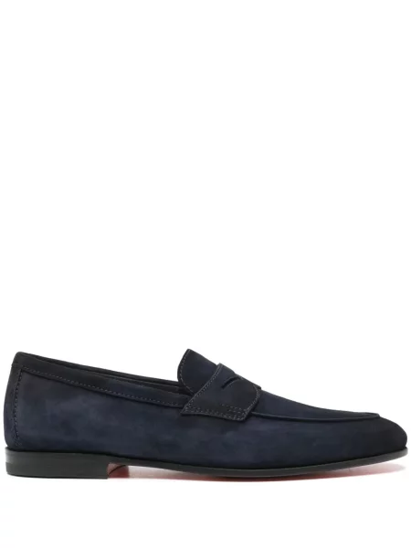 Pantofi loafer Santoni din piele de căprioară albastru