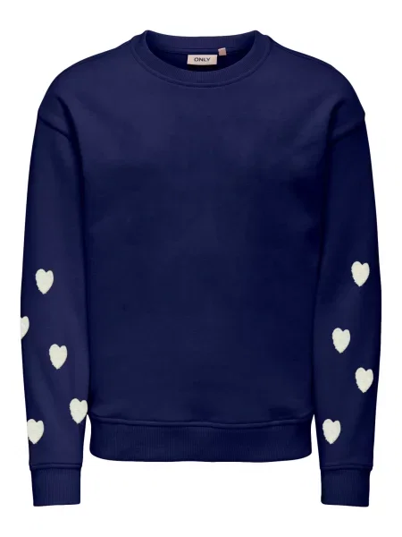 ONLY GIRLS Pulover Marisa Teddy Heart albastru alb