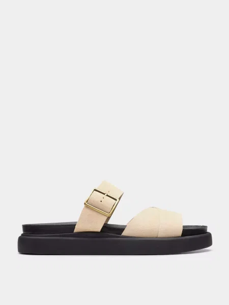 Замшеві Шльопанці Clarks бежевий
