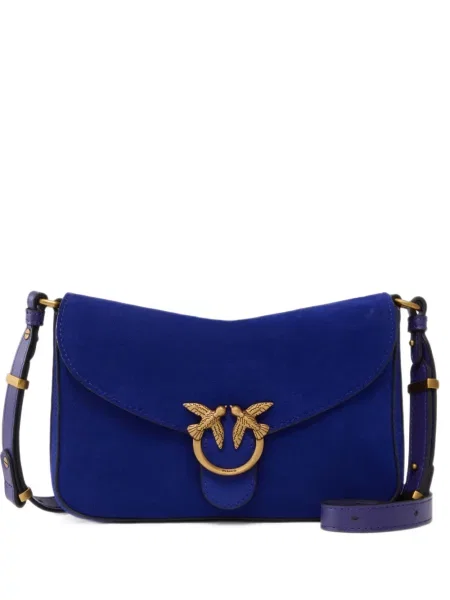 Geanta crossbody Pinko din piele de căprioară albastru
