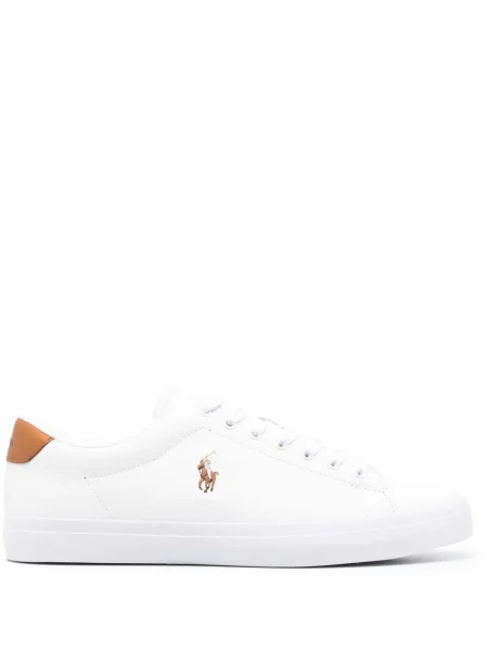 Haftowane sneakersy Polo Ralph Lauren zamszowe w kratkę czerwone