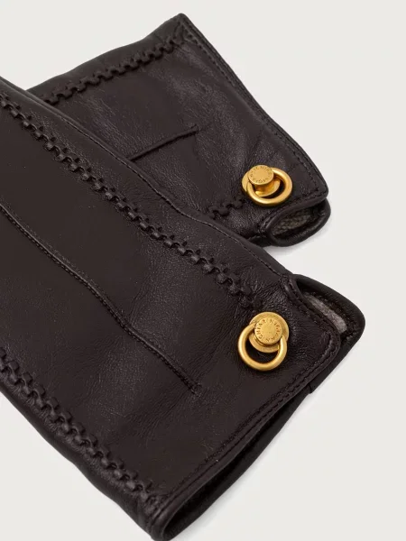 GIANNI CHIARINI Mănuși de piele cu adaos de lână maro