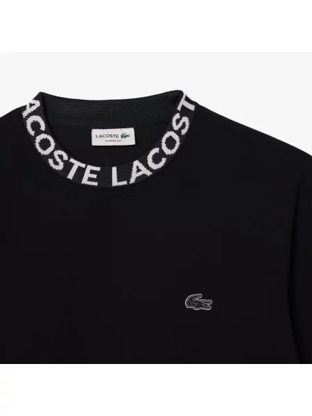 Lacoste Bluza Classic Fit Z Okrągłym Dekoltem I Z Nadrukiem czarny